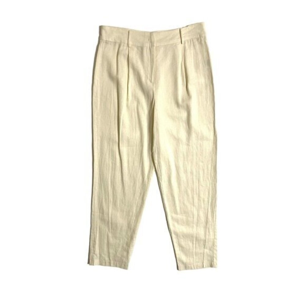 June & Hudson Linen Blend Ivory Casual Pants SZ M New